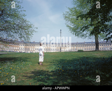 Royal Crescent, construit en style palladien, par john wood le jeune (1767-74), Bath, Somerset, Angleterre, Royaume-Uni. Banque D'Images