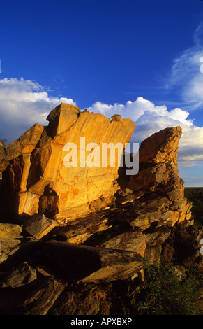 Van der Post rock du panneau de bord peintures dans Tsodilo hills Banque D'Images