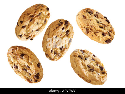 5 cookies aux pépites de chocolat Banque D'Images