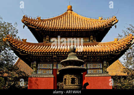 Temple des Lamas de Beijing Beijing Chine Pavillon Chinois Banque D'Images