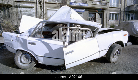 Brisé voiture à Sofia la capitale de la Bulgarie Banque D'Images