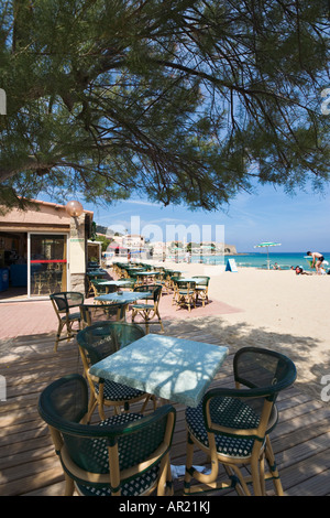Bar de plage, Algajola, près de Calvi, La Balagne, Côte Nord, Corse, France Banque D'Images