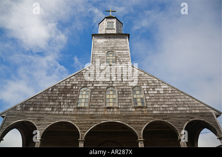 Dans l'église de l'île de Quinchao Achao Chili Chiloe Chiloe et plus ancienne église sur un site du patrimoine mondial Banque D'Images