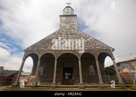 Dans l'église de l'île de Quinchao Achao Chili Chiloe Chiloe et plus ancienne église sur un site du patrimoine mondial Banque D'Images