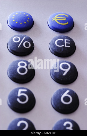 Clavier avec touche euro de calculatrice de poche Banque D'Images