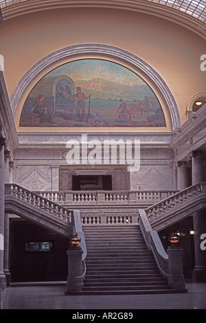 Art à l'intérieur de l'Utah State Capitol building, à Salt Lake City, Utah, USA. Banque D'Images