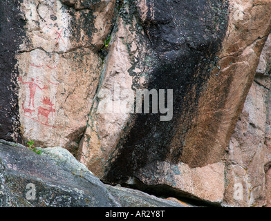 Hegman Lake pictogrammes, Boundary Waters Canoe Area Wilderness, Superior National Forest, Minnesota USA Banque D'Images