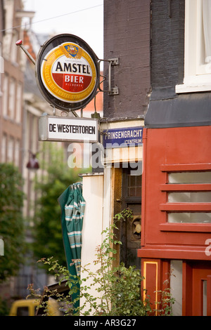 AMSTERDAM HOLLAND ENSEIGNE DE PUB DE DE WESTERTOREN SUR LE PRINSENGRACHT Banque D'Images