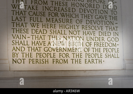 Fin du discours de Gettysburg dans le Lincoln Memorial à Washington, DC Banque D'Images