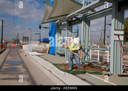 Light rail transit system en construction à Phoenix Banque D'Images