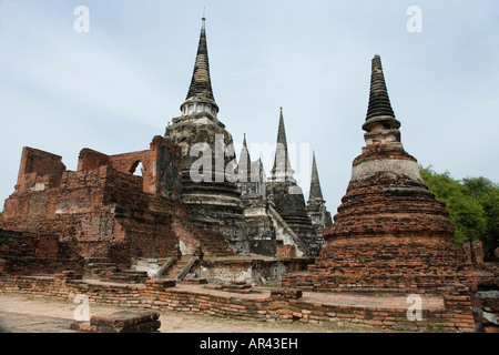 Stupas à Wat Phra si Sanphet dans le parc historique d'Ayuthaya, Ayuthaya , Thaïlande. Banque D'Images