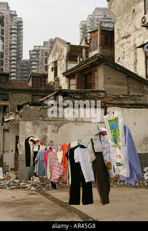 Zone de réaménagement, la démolition de la vieille ville, Lao Xi Men, Shanghai Banque D'Images