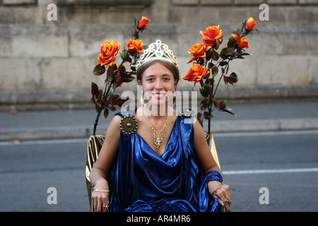 Sur les ramblas à Barcelone Artistes et People Banque D'Images