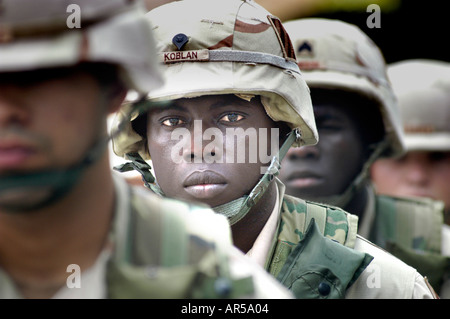Face d'un soldat de l'armée américaine revenant de son service en Irak à Atlanta Georgia GA USA Banque D'Images
