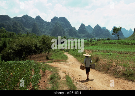 Travailleur agricole en Chine Banque D'Images