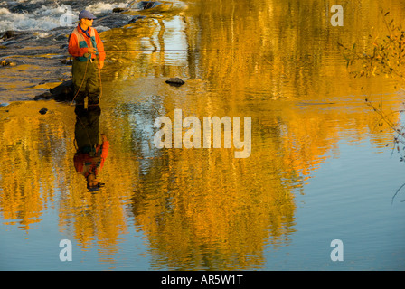 New York City de la pêche pêcheur af Boise Boise River à l'automne Banque D'Images