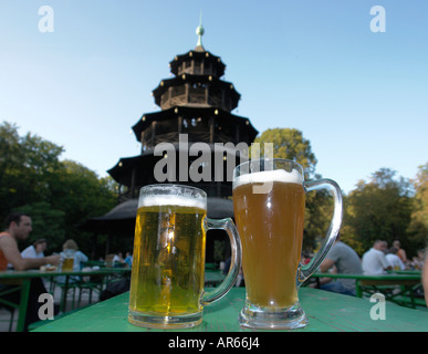 La tour chinoise au jardin Anglais Allemagne Bavière Munich Banque D'Images