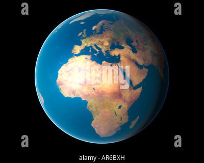 La planète Terre contre l'arrière-plan noir. Banque D'Images