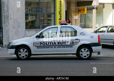 Voiture de police de la ville de Bucarest Roumanie politia rutiera Banque D'Images