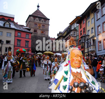 Cortège de carnaval à Rottweil, Forêt Noire Allemagne Banque D'Images