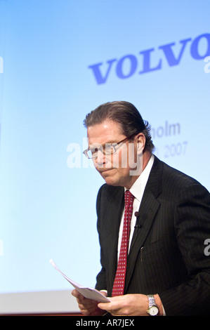 Leif Johansson Directeur général de Volvo Trucks à la conférence de presse Banque D'Images