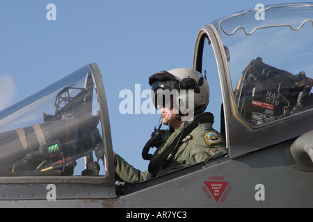 BAe Harrier GR9 arrive pour un photocall à RAF Coltishall à Norfolk, en Angleterre. La canopée ouverte Banque D'Images