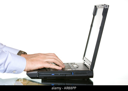 Working on laptop Banque D'Images