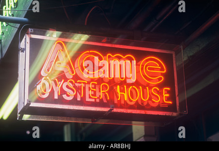 Acme Oyster House neon French Quarter New Orleans Louisiane USA Banque D'Images