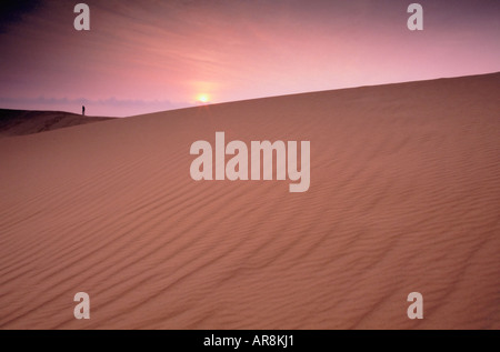 Femme debout en haut de la Dune de sable, Mui Ne Banque D'Images