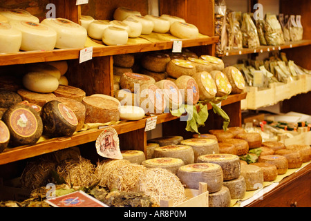 Fromage Pecorino italien à vendre en Toscane, Italie Banque D'Images