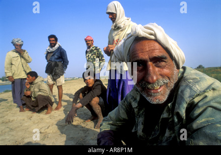 Les Arabes des marais Chatt al Arab, l'Iraq. Banque D'Images