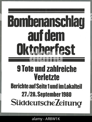 Géographie/voyages, Allemagne, Munich, Oktoberfest, attentat à la bombe, 26.9.1980, Banque D'Images