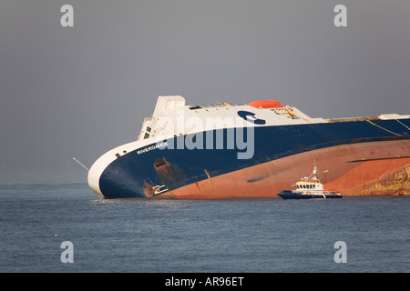 Les naufragés Riverdance était un ferry RORO en service avec Seatruck Ferries lorsqu'il échoua lors d'une bourrasque sur le 31 janvier 2008 près de Cleveleys, UK. Banque D'Images