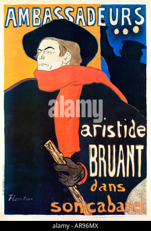 Ambassadeurs Aristide Bruant 1892 affiche Art nouveau d'Henri de Toulouse Lautrec pour l'artiste parisien de cabaret et impresario Banque D'Images