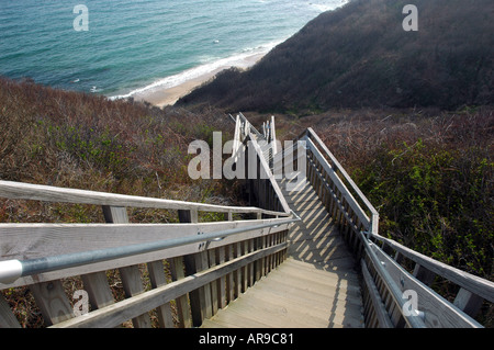 Long escalier Mohegan bluffs Block Island Rhode Island USA RI Banque D'Images