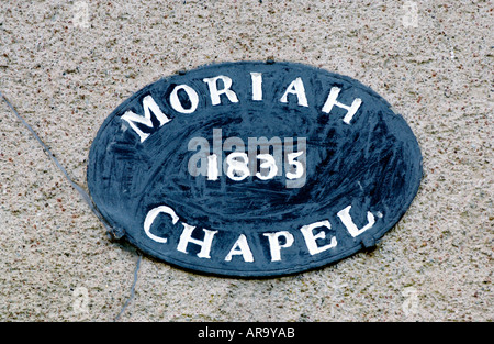 Nom date plaque sur Moriah Chapelle datée 1835 Pengenfford à près de Talgarth Powys Pays de Galles UK Banque D'Images