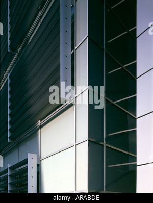 Duisburg, microélectronique, Parc de l'Allemagne. Détail de l'acier de haute technologie. Architecte : Foster et associés Banque D'Images