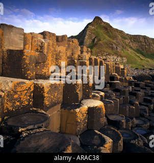 Chaussée des Géants de roches de forme hexagonale dans le comté d'Antrim Banque D'Images