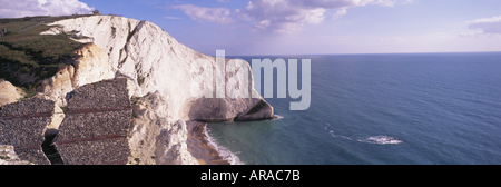 Du côté de falaises blanches de Scratchells Bay à l'exploitation des sables bitumineux de l'Ouest ci-dessous Wight Isle of Wight Banque D'Images