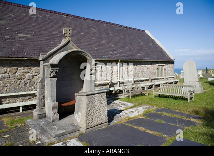 Chaire extérieure St Tudno église du 12ème siècle du grand orme North Wales UK Banque D'Images