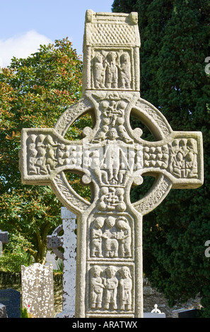 Détail de l'ouest de la Croix de Muiredach, Monasterboice, dans le comté de Louth, Ireland Banque D'Images