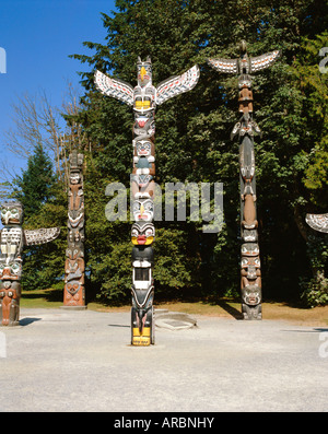 Les Totems du parc Stanley, Vancouver, British Columbia, Canada Banque D'Images