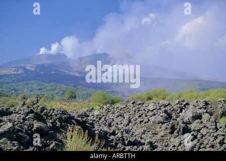 Éruptions volcaniques à la Monti Calcarazzi et fissure le Piano del Lago cone, Sicile, Italie Banque D'Images