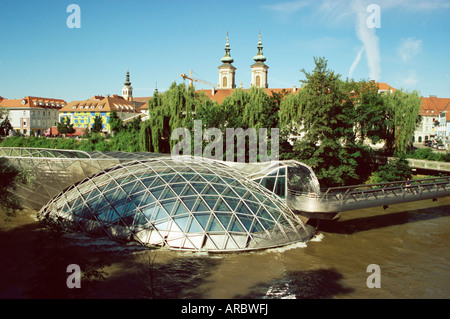 Île de la rivière Mur Murinsel (architecte), Vito Acconci, Graz, en Styrie, Autriche Banque D'Images