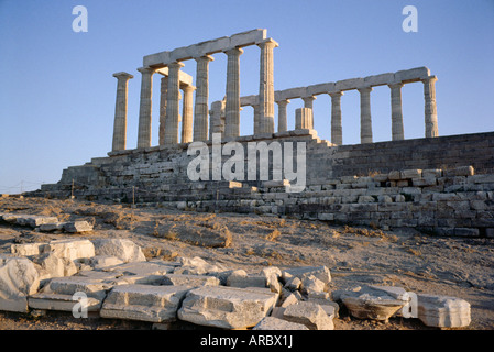 Temple de Poséidon, 5e siècle, Sounion, Cap Sounion, en Grèce, Europe Banque D'Images