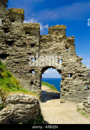 Château de Tintagel, en Cornouailles, Angleterre, Royaume-Uni, Europe Banque D'Images