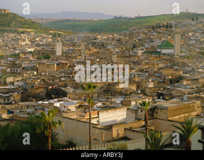 Vue depuis l'Hôtel Palais Jamai plus de Fes el Bali, Fes (fez), Maroc, Afrique du Nord, Afrique Banque D'Images