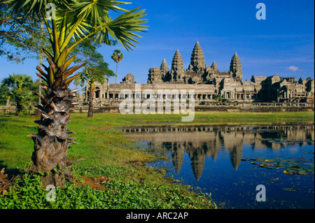 Angkor Wat, temple dans la soirée, Angkor, Siem Reap, Cambodge Banque D'Images