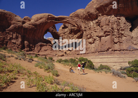 Arc double, Windows section, Arches National Park, Utah, USA, Amérique du Nord Banque D'Images