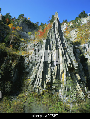 Le canyon de la rivière d'Ishikawa en automne, Gorges de Sounkyo, l'île d'Hokkaido, Japon, Asie Banque D'Images